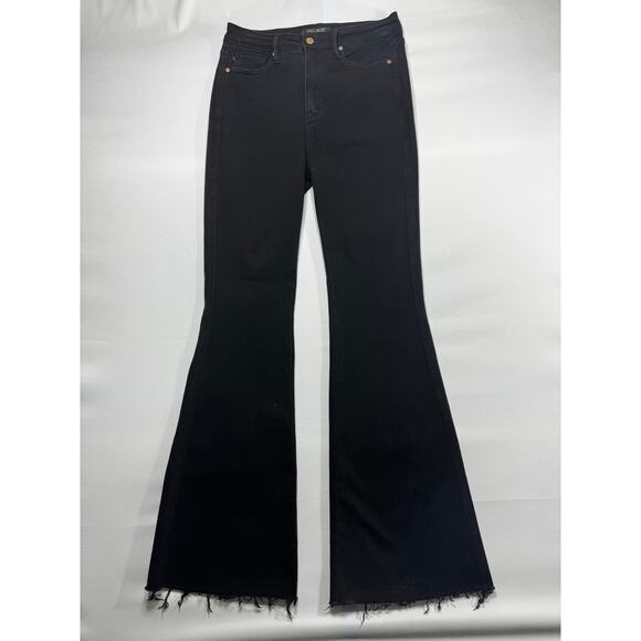 Judy Blue Women's Raw Hem Flare Black Stretch Denim Jeans - Size 9 (31x34) - Picture 1 of 6